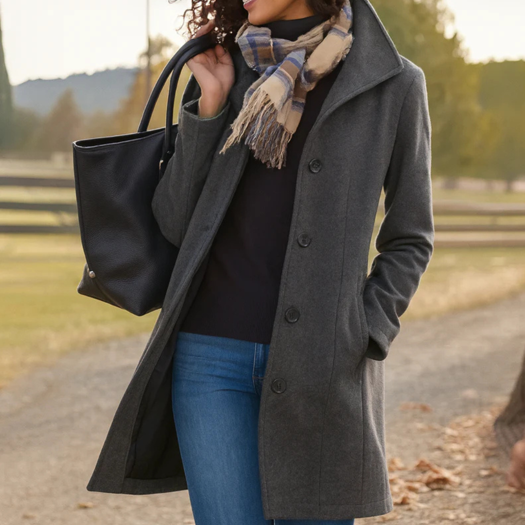 Damski płaszcz Heritage z zapięciem na guziki-Coats for Women-Olave