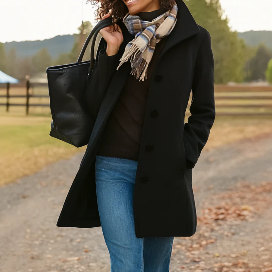 Damski płaszcz Heritage z zapięciem na guziki-Coats for Women-Olave