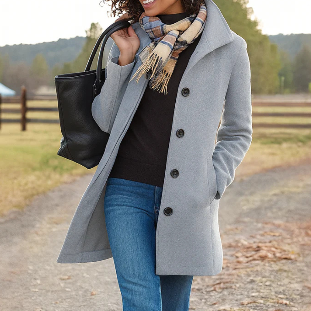 Damski płaszcz Heritage z zapięciem na guziki-Coats for Women-Olave