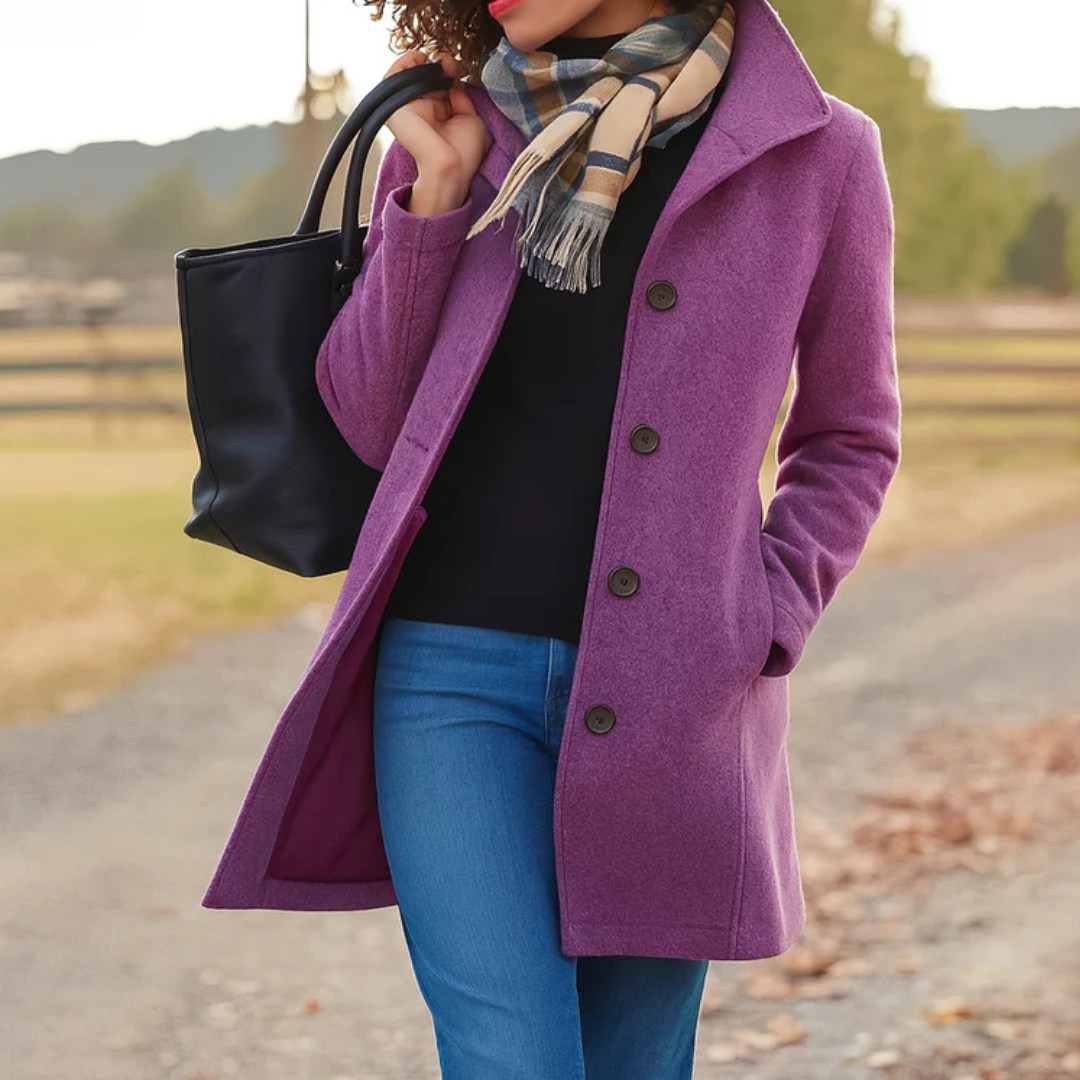 Damski płaszcz Heritage z zapięciem na guziki-Coats for Women-Olave