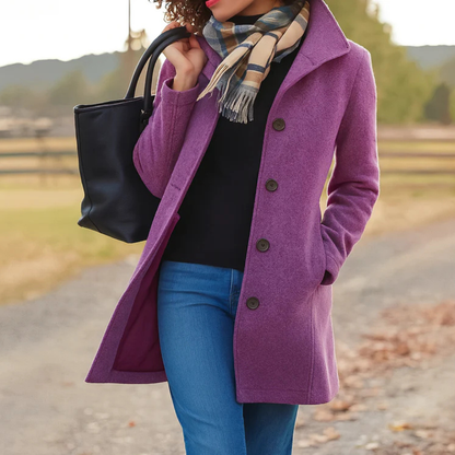 Damski płaszcz Heritage z zapięciem na guziki-Coats for Women-Olave
