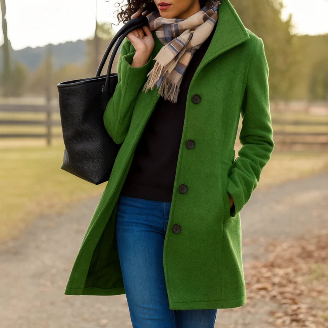 Damski płaszcz Heritage z zapięciem na guziki-Coats for Women-Olave