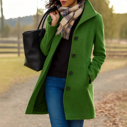 Damski płaszcz Heritage z zapięciem na guziki-Coats for Women-Olave