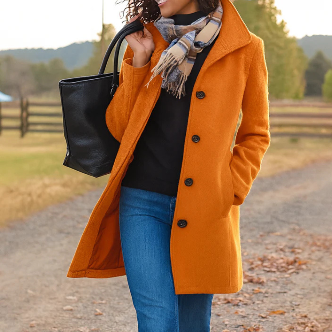 Damski płaszcz Heritage z zapięciem na guziki-Coats for Women-Olave