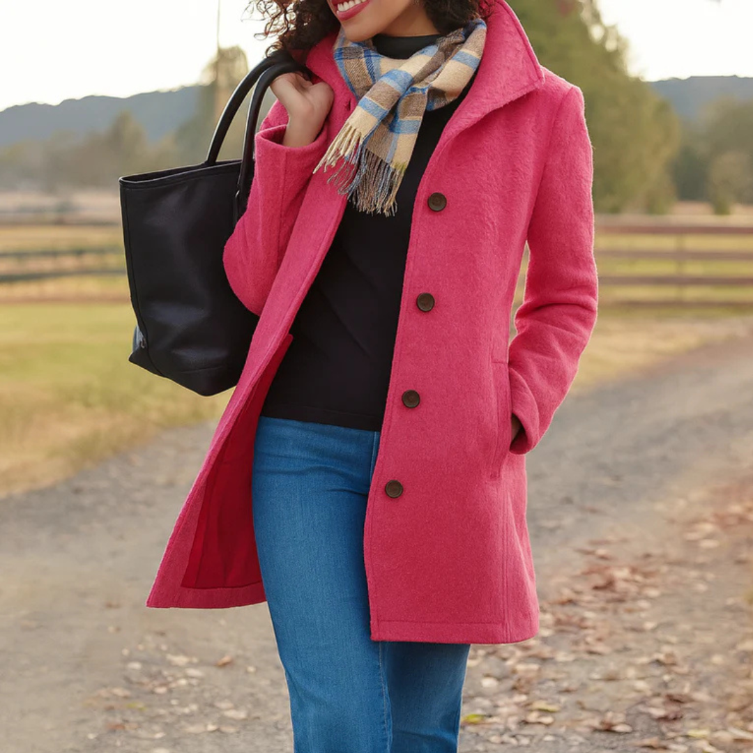Damski płaszcz Heritage z zapięciem na guziki-Coats for Women-Olave