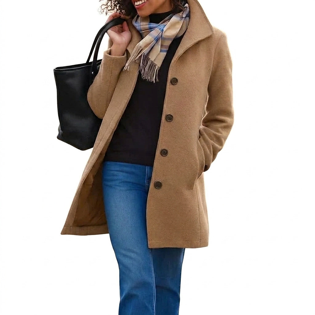 Damski płaszcz Heritage z zapięciem na guziki-Coats for Women-Olave