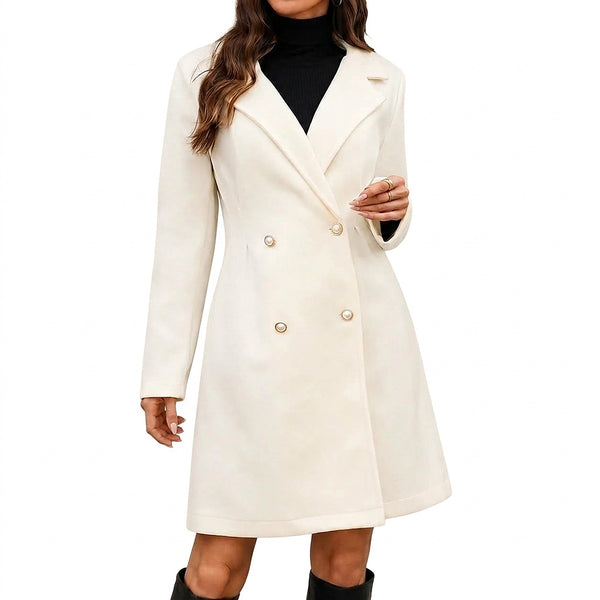 Damski płaszcz z długim rękawem i kołnierzem z zapięciem na guziki-Jacket for women-Olave