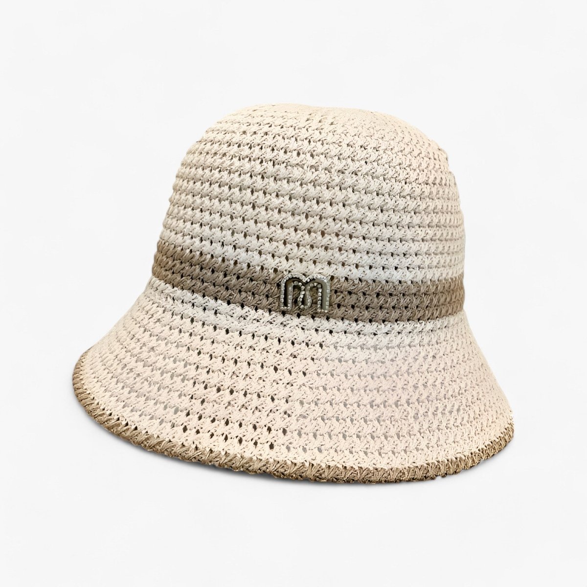 Damski pleciony kapelusz słomkowy z tasiemką z logo-Accessories for Women-Olave