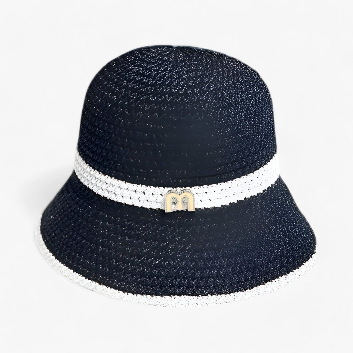 Damski pleciony kapelusz słomkowy z tasiemką z logo-Accessories for Women-Olave