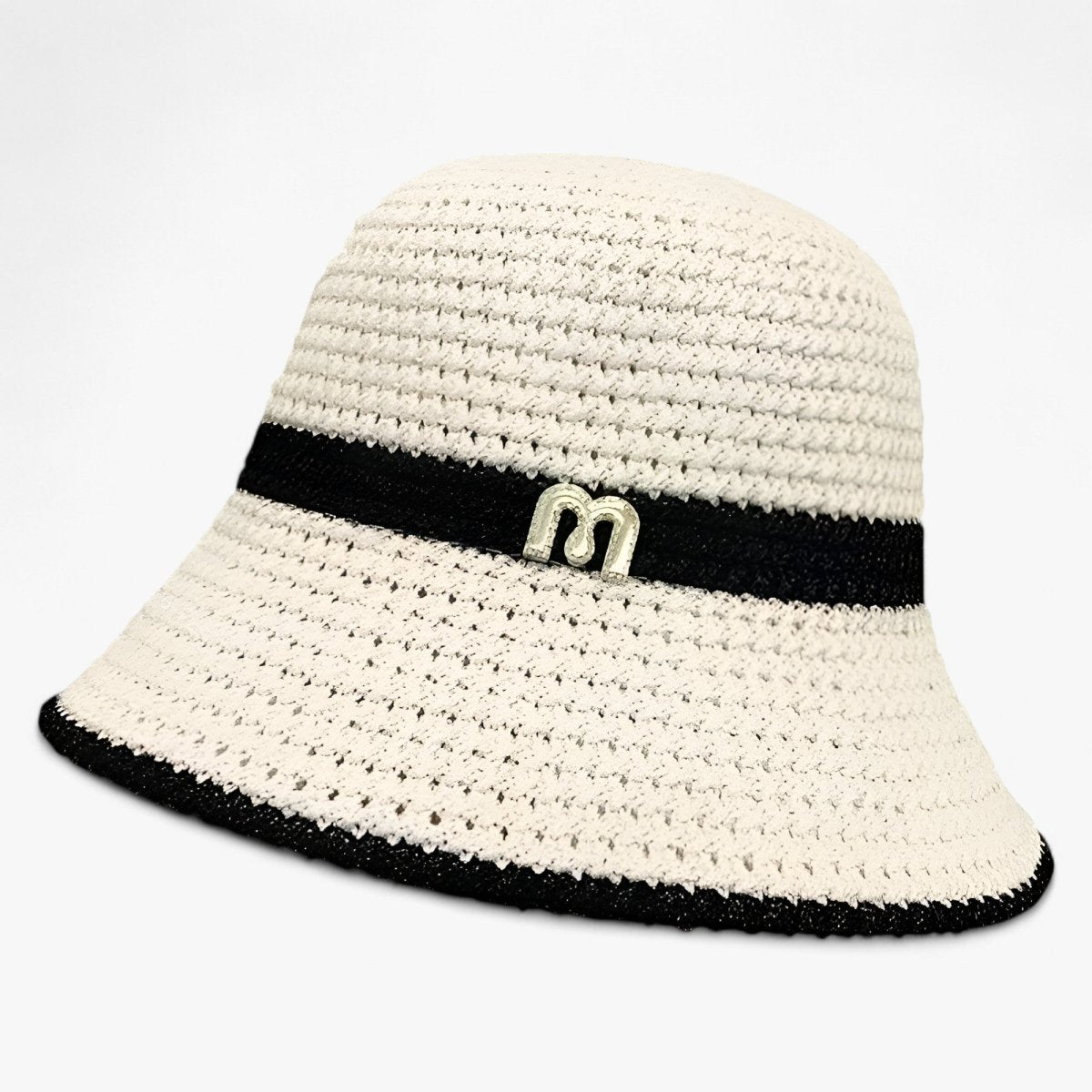 Damski pleciony kapelusz słomkowy z tasiemką z logo-Accessories for Women-Olave