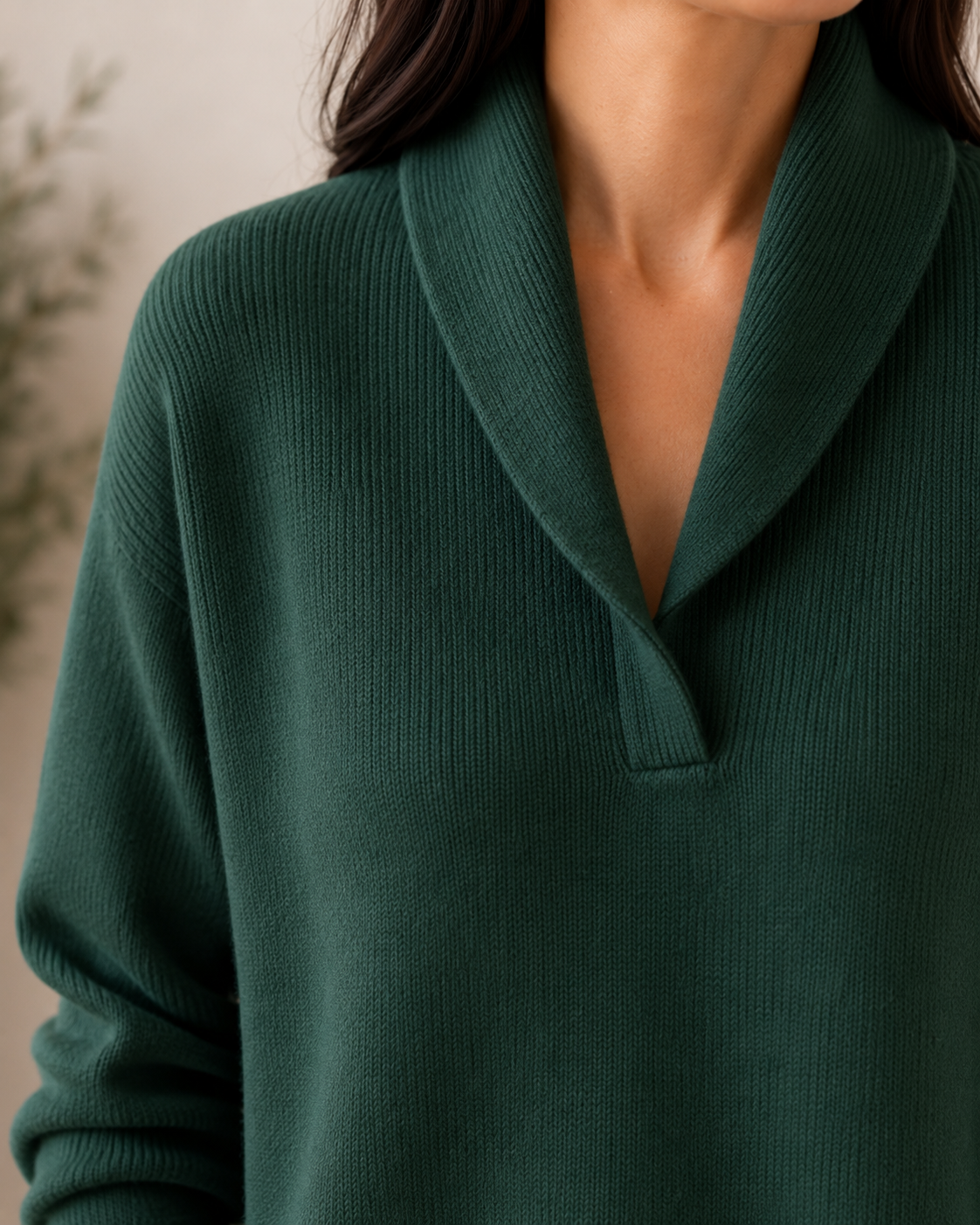 Damski sweter dzianinowy z kołnierzem szalowym-Sweaters for Women-Olave