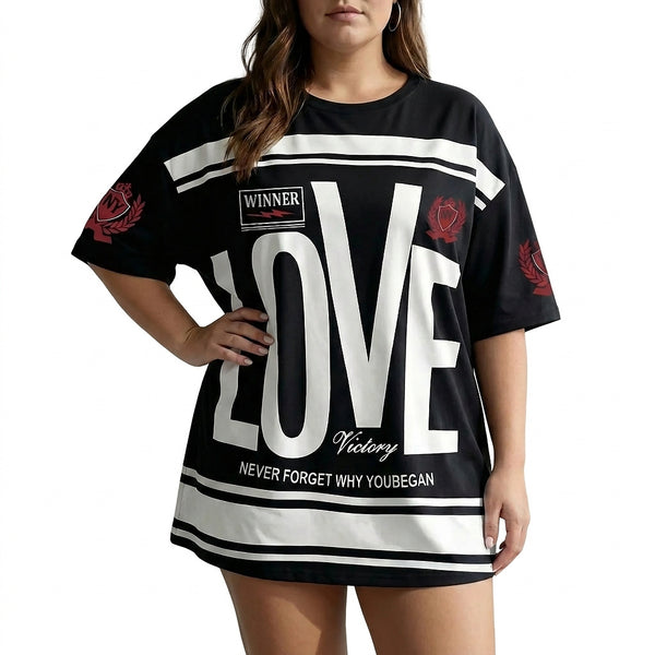 Damski T-shirt oversize z nadrukiem graficznym-Tops for women-Olave