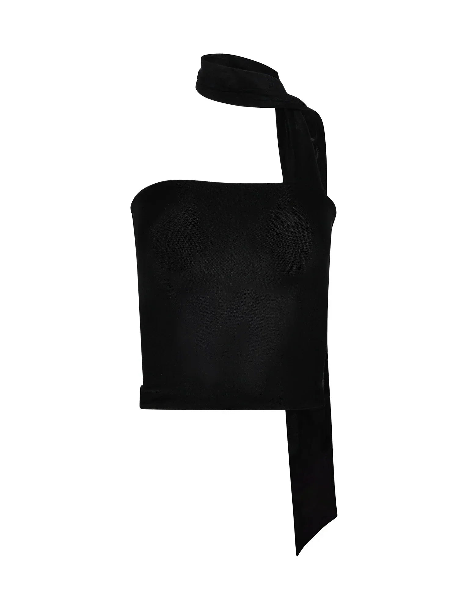 Damski top z asymetrycznym dekoltem i szarfą na szyję-Tops for women-Olave