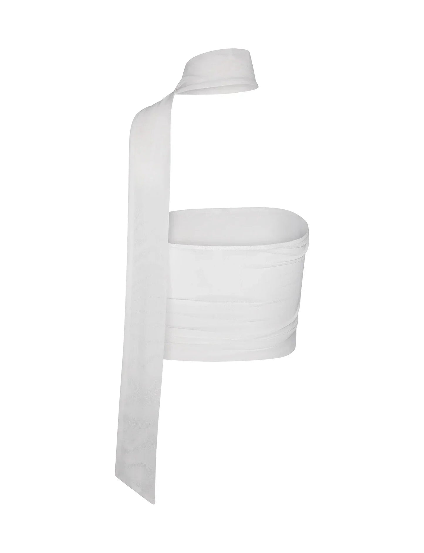 Damski top z asymetrycznym dekoltem i szarfą na szyję-Tops for women-Olave