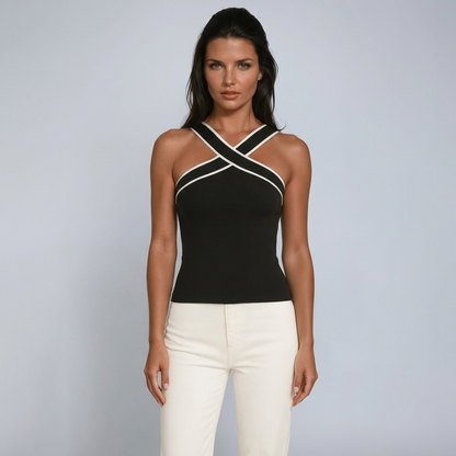 Damski top z dekoltem typu halter i skrzyżowanymi ramiączkami-Tops for women-Olave