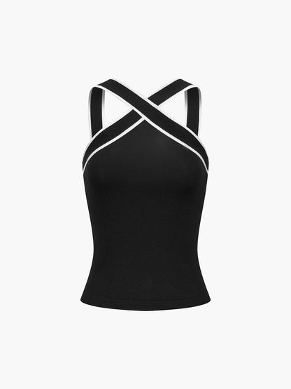 Damski top z dekoltem typu halter i skrzyżowanymi ramiączkami-Tops for women-Olave