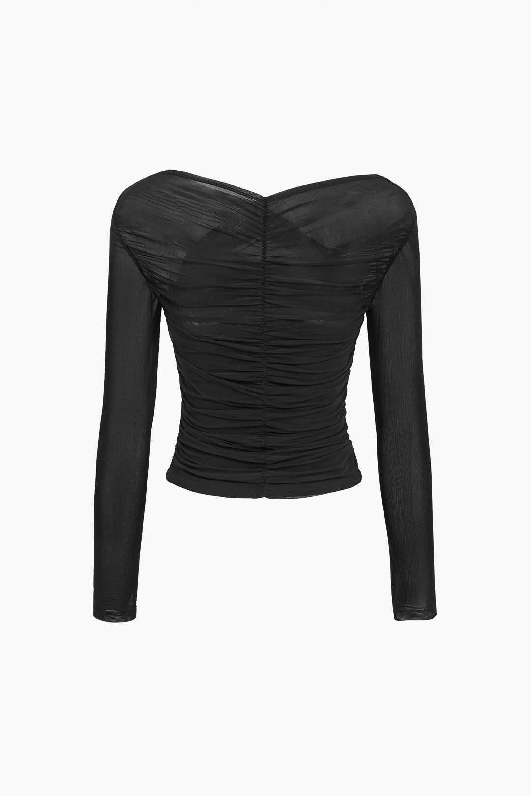Damski top z siateczki z marszczeniami i długim rękawem-Tops for women-Olave
