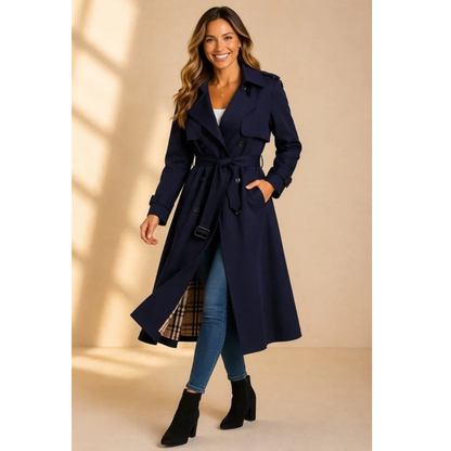 Damski trencz z paskiem i kołnierzem z klapami-Coats for women-Olave