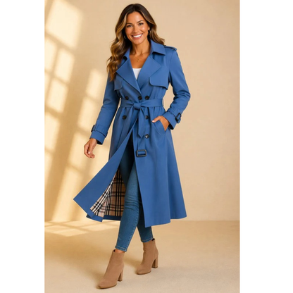 Damski trencz z paskiem i kołnierzem z klapami-Coats for women-Olave