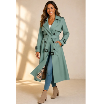 Damski trencz z paskiem i kołnierzem z klapami-Coats for women-Olave
