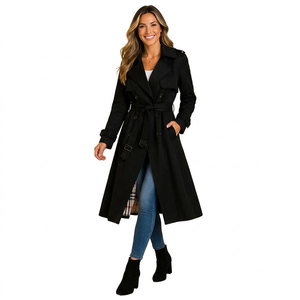 Damski trencz z paskiem i kołnierzem z klapami-Coats for women-Olave