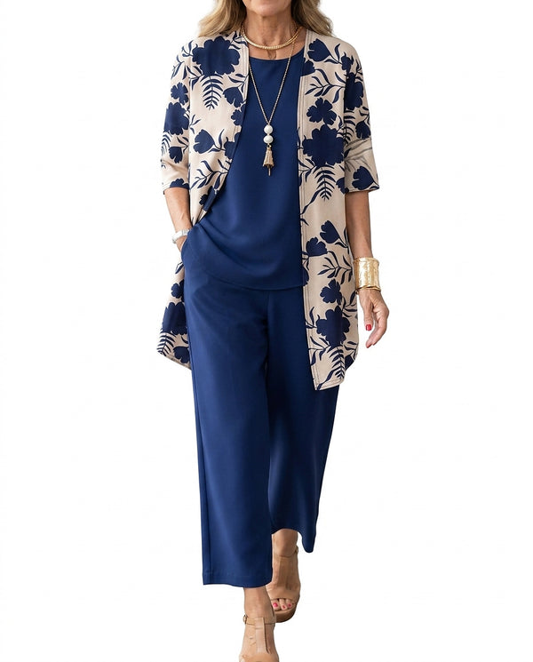 Damski trzyczęściowy komplet w kwiaty-Sets for women-Olave