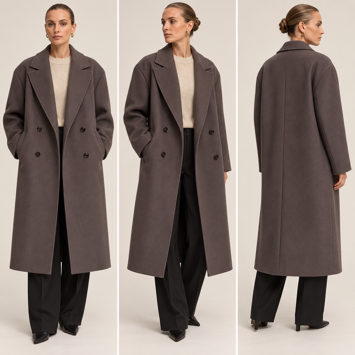 Damski wełniany płaszcz oversize-Coats for women-Olave