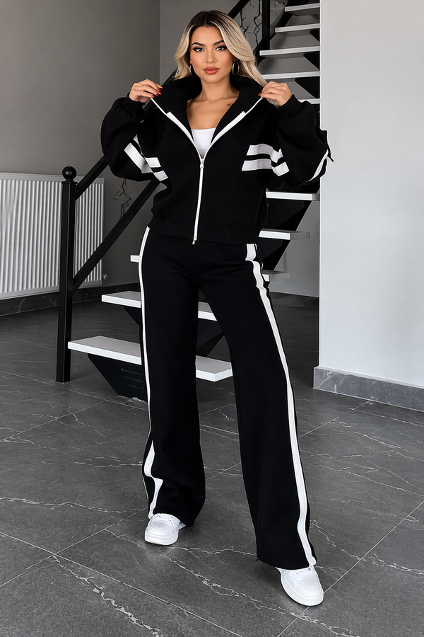 Damski zestaw dwuczęściowy z kurtką na zamek i spodniami-Sets for Women-Olave