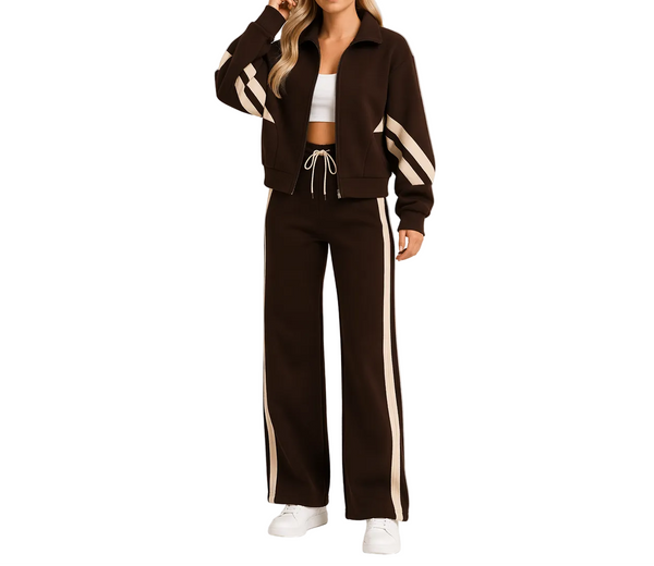 Damski zestaw dwuczęściowy z kurtką na zamek i spodniami-Sets for Women-Olave