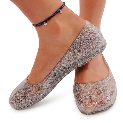 Damskie baleriny żelowe z brokatem-Footwear for women-Olave