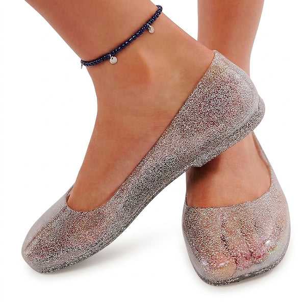 Damskie baleriny żelowe z brokatem-Footwear for women-Olave
