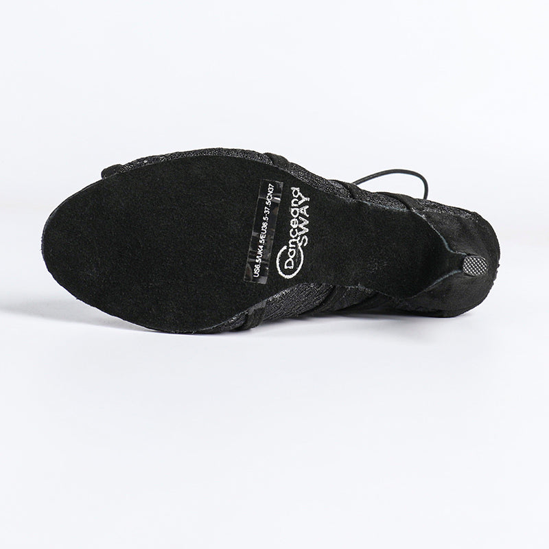 Damskie botki na obcasie z wiązaniem i panelami z siatki-Footwear for women-Olave