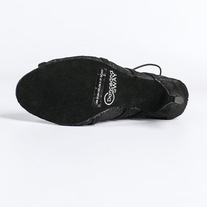 Damskie botki na obcasie z wiązaniem i panelami z siatki-Footwear for women-Olave