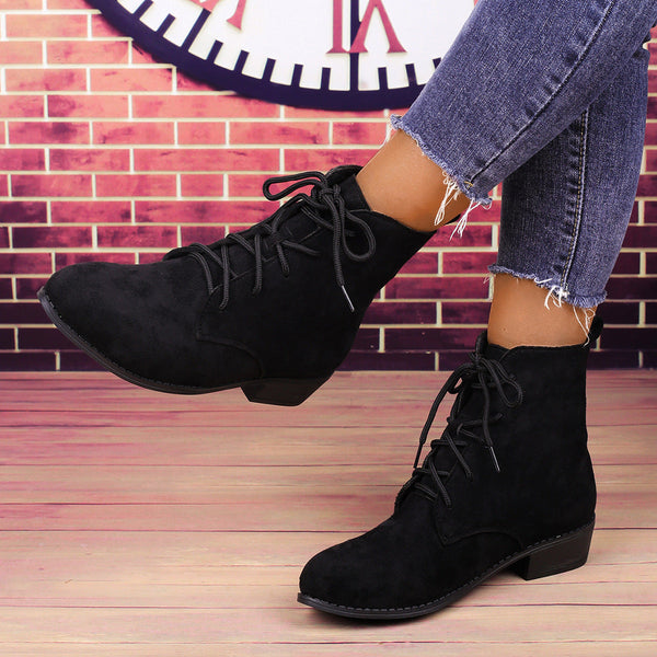 Damskie botki na słupku sznurowane-Footwear for women-Olave
