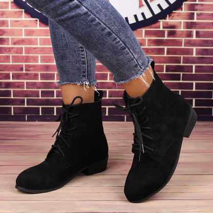 Damskie botki na słupku sznurowane-Footwear for women-Olave