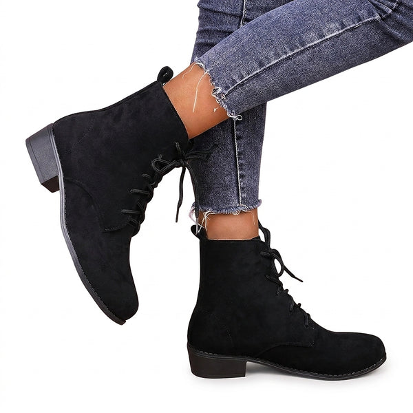 Damskie botki na słupku sznurowane-Footwear for women-Olave
