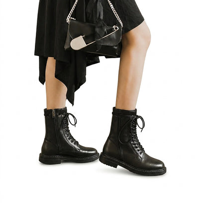 Damskie botki sznurowane z bocznym zamkiem-Footwear for women-Olave