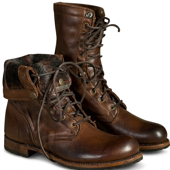 Damskie botki sznurowane z wywijanym mankietem-Footwear for men-Olave