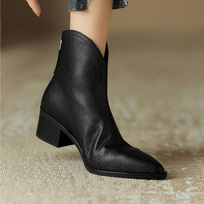 Damskie botki z noskiem w szpic i obcasem typu słupek-Footwear for women-Olave