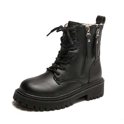 Damskie botki z podwójnym zamkiem błyskawicznym i traktorową podeszwą-Footwear for women-Olave