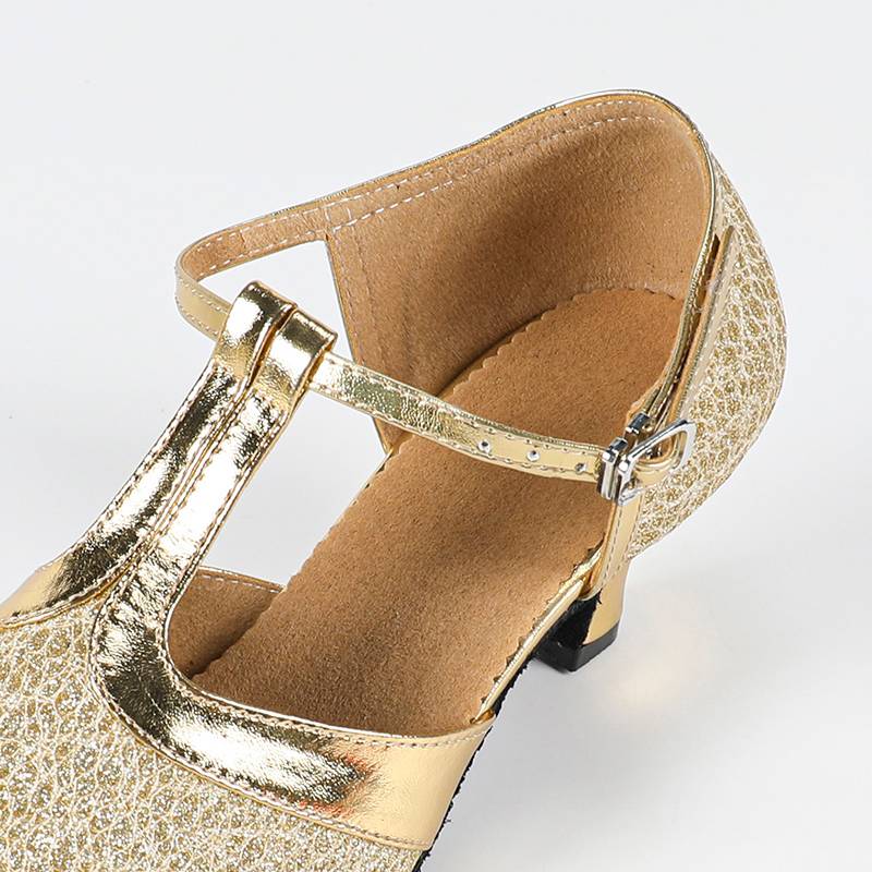 Damskie buty na obcasie z paskiem w kształcie T i zamkniętym noskiem-Footwear for women-Olave