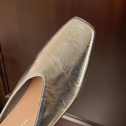 Damskie buty wsuwane z zamkniętym noskiem i płaską podeszwą-Footwear for women-Olave