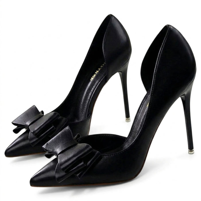Damskie czółenka na szpilce ze szpiczastym noskiem i kokardą-Footwear for women-Olave