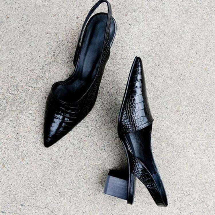 Damskie czółenka slingback z noskiem w szpic na słupku-Footwear for women-Olave