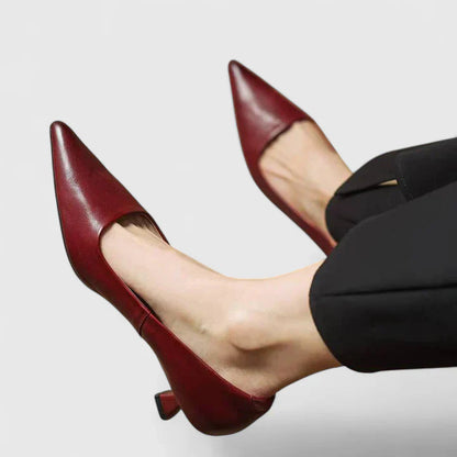 Damskie Czółenka z Szpiczastym Przodem i Niskim Obcasem-Footwear for women-Olave
