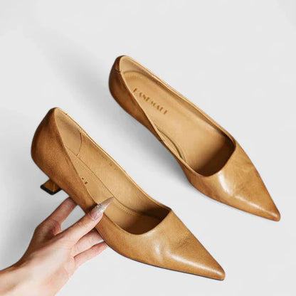 Damskie Czółenka z Szpiczastym Przodem i Niskim Obcasem-Footwear for women-Olave