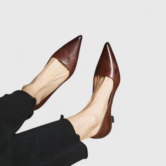 Damskie Czółenka z Szpiczastym Przodem i Niskim Obcasem-Footwear for women-Olave