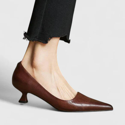 Damskie Czółenka z Szpiczastym Przodem i Niskim Obcasem-Footwear for women-Olave