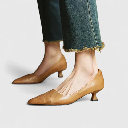 Damskie Czółenka z Szpiczastym Przodem i Niskim Obcasem-Footwear for women-Olave