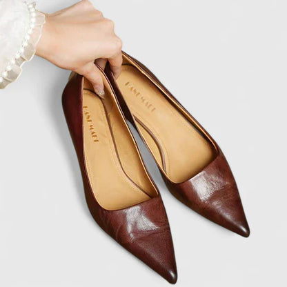 Damskie Czółenka z Szpiczastym Przodem i Niskim Obcasem-Footwear for women-Olave